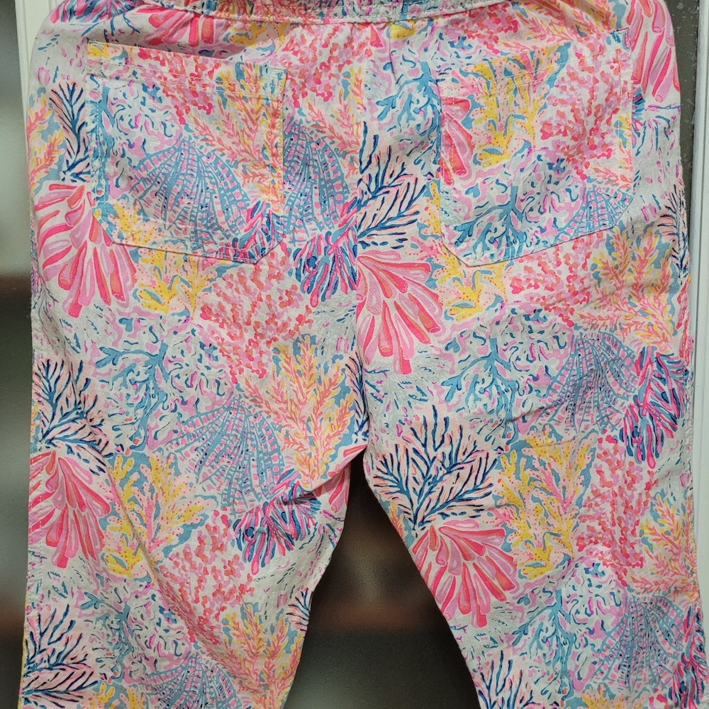 Lilly Pulitzer Splendor In The Sand 100% Linen Emora Pants Sz 00 - Picture 8 of 13
